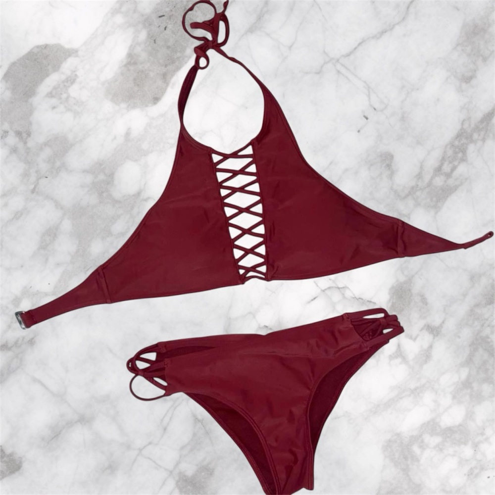 Hollister Red High Neck Bikini